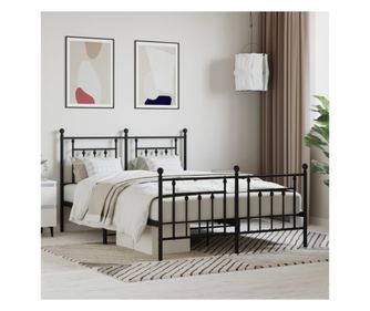 Rám postele z kovu s čelem/nohama, černý, 140x200 cm