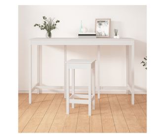 Barna miza, bela, 180x80x110 cm, masivno borovo leso