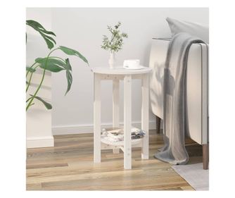 Τραπεζάκι σαλονιού, λευκό, Ø 40x60 εκ., μασίφ ξύλο πεύκου