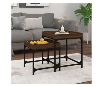 Stranske mizice, 2 kosa, hrastov rjav les, iverna plošča