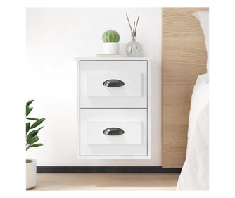 Falra szerelhet jjeliszekrny, extrafnyes fehr, 41,5x36x53cm