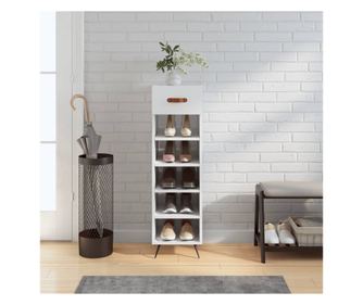 Ντουλάπι παπουτσιών γυαλιστερό λευκό, 30x35x105 εκ., κατασκευασμένο ξύλο