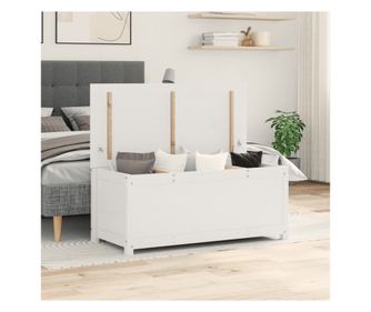 Κουτί αποθήκευσης, λευκό, 110x50x45,5 εκ., μασίφ ξύλο πεύκου