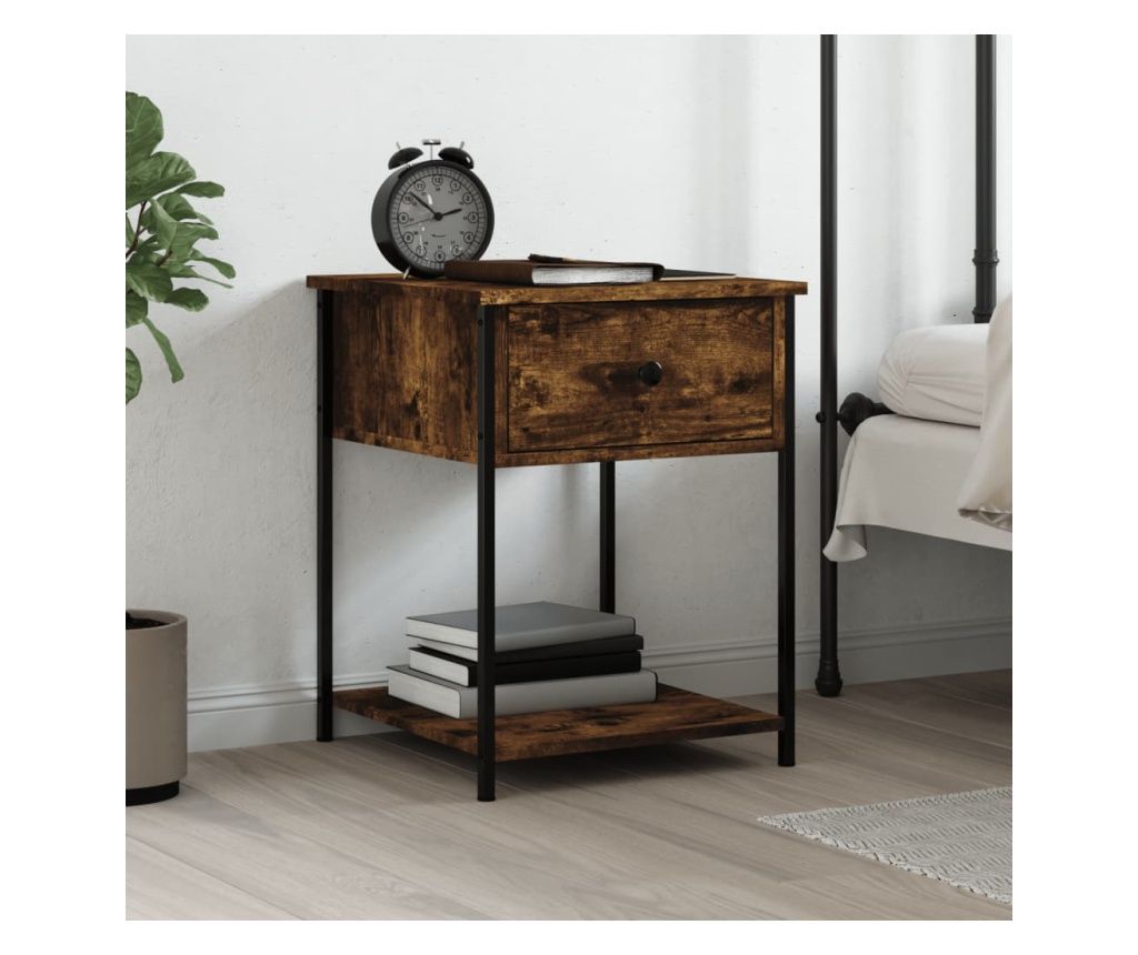 Nightstand, Smoked Oak, 44x45x58 cm, Composite Wood