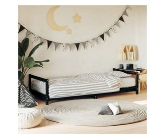 Παιδικό Κρεβάτι, Μαύρο, 90x200 εκ., Μασίφ Ξύλο Πεύκου