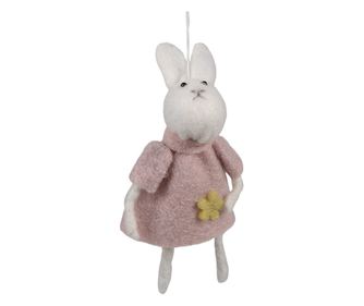 3 db Dekor Húsvéti Nyuszi Szett, Textil, Rózsaszín és Fehér, 6x3x13 cm