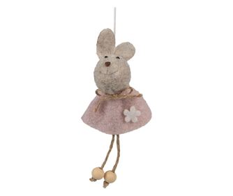 3 darabos húsvéti nyuszi szett, rózsaszín és barna textil, 6x3x13 cm