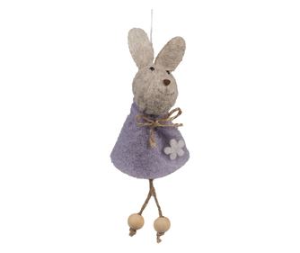 Set 3 Iepurasi decorativi Paste textil maro violet 6x3x13 cm