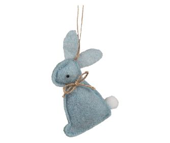 3 darabos dekoratív húsvéti nyuszi szett, pamut, kék, 6x1x10 cm