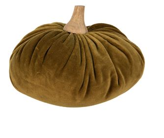 Διακοσμητική Κολοκύθα, Φυσικό Ξύλο, Πράσινο Ύφασμα, 20x14 εκ.