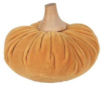 Διακοσμητική Κολοκύθα, Φυσικό Ξύλο και Πορτοκαλί Ύφασμα, 12x10 εκ.