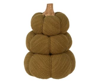 Διακοσμητική Κολοκύθα, Φυσικό Ξύλο, Πράσινο Ύφασμα, 13x18 εκ.