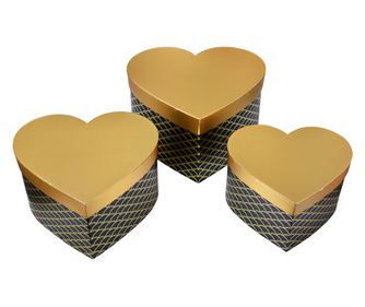 Комплект от 3 черни златни картонени кутии за съхранение 27x24x15 см, 24x21x14 см, 21x19x12 см