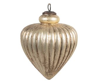 4 darabos karácsonyfa üvegdísz szett, arany, 12x16 cm