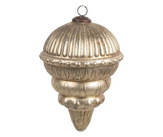 4 darabos, arany színű üveg karácsonyfadísz szett, 10x14 cm