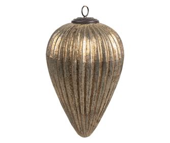 2 darabos, arany színű üveg karácsonyfa dísz szett, 16x25 cm