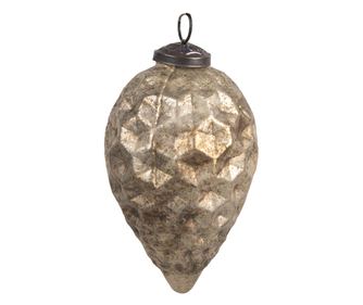 6 darabos arany színű üveg karácsonyfadísz szett, 5x8 cm