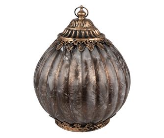 Barna fém és üveg LED gyertya 15x20 cm