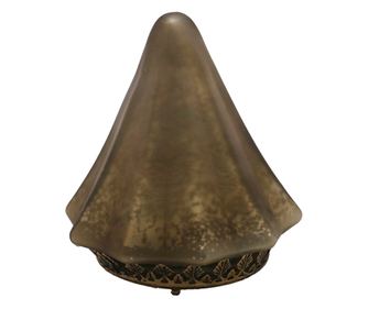 Barna fém üveg karácsonyfa LED-del 14x16 cm