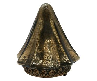 Arany színű fém üveg karácsonyfadísz LED-del 14x16 cm