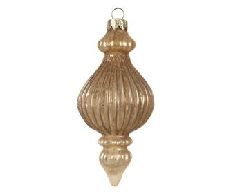 6 darabos, arany színű üveg karácsonyfadísz szett, 7x14 cm