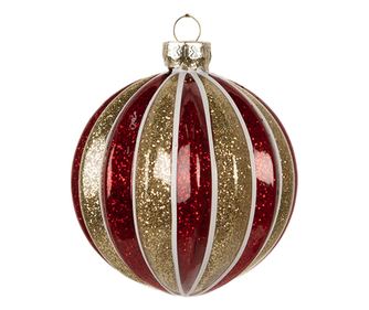 Sada 6 vánočních ozdob, červené a zlaté sklo, 8x8 cm