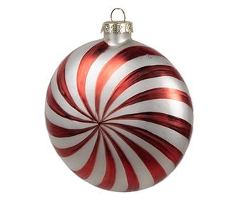 6 darabos piros és fehér üveg karácsonyfadísz készlet, 10x4x10 cm