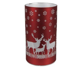 Piros és fehér üveg karácsonyi gyertya LED-del 8x12 cm