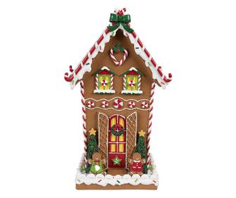 Mézeskalács ház, többszínű polyresin, 18x14x31 cm