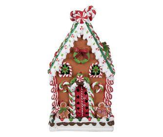 Mézeskalács házikó, többszínű polyresin, 20x20x37 cm