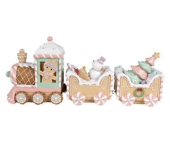 Többszínű műgyanta karácsonyi vonat dekoráció 45x12x19 cm