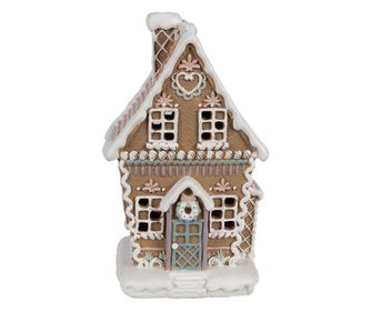 Mézeskalács ház, többszínű polyresin LED-del, 13x10x21 cm