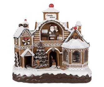 Zenélő karácsonyi dekoráció LED-del, polirezin, többszínű, 33x17x30 cm