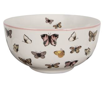 Set od 3 višebojna porculanska zdjela Leptiri 14x7 cm, 500 ml