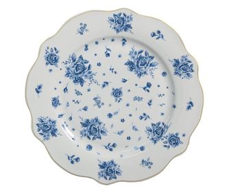 6 db fehér kék arany porcelán tányér szett 20x2 cm