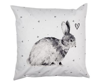 2 darabos fehér és fekete nyuszi díszpárnahuzat szett, 45x45 cm