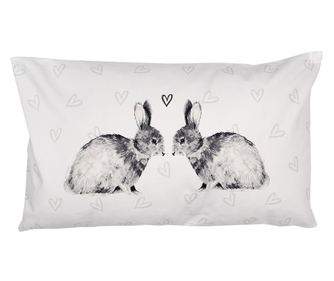 2 db fehér és fekete nyuszi párnahuzat szett, 30x50 cm