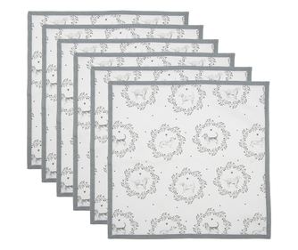 Set 6 prtičkov za mizo bombaž bela siva Psički 40x40 cm