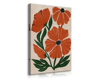 Vászonkép Muralo Virág narancs és piros természet 3D Boho nappali dekoráció 80x120 80x120