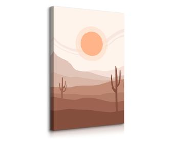 Tablou Muralo Sunset Cacti Boho decoratiuni pe panza 50 cm x 70 cm Decor modern pentru living  50x70