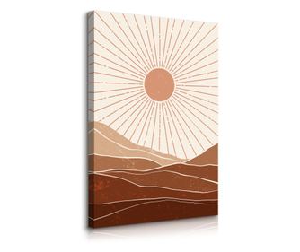 Tablou Muralo Decoratiuni de perete abstracte cu raze 50 cm x 70 cm de soare aztece pe panza pentru  50x70