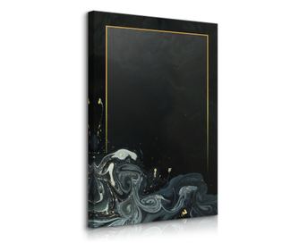 Tablou Muralo Canvas Abstract Black Waves Gold Marmura 50 cm x 70 cm Decorare Sufragerie pe Panza  50x70