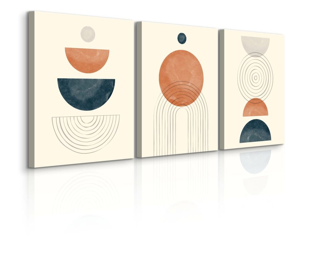  Set 3 tablouri geometrikus figurák modern boho stílusban, divatos 3D hatással 90x40 90x40
