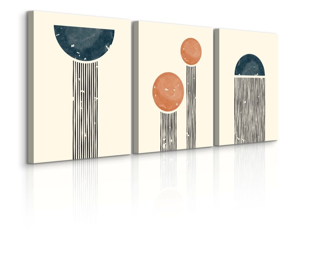  Set 3 tablouri Absztrakt geometriai figurák a nappaliba, azték 3D minták 90x40