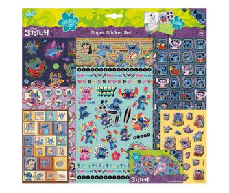 Set stickere Stitch cu 7 file abtibilduri, jocuri si fundaluri