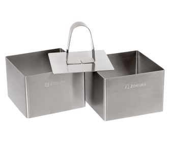 Set od 2 četvrtasta kalupa za kolače i preša, nehrđajući čelik, 7x7x5 cm - Zokura