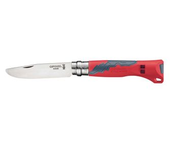 Opinel N°07 Scyzoryk z Gwizdkiem, Stal Nierdzewna, 8cm, "Outdoor Junior", Czerwony