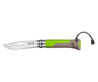 Opinel N°08 Nóż składany Outdoor z gwizdkiem, stal nierdzewna, 8,5 cm, zielony