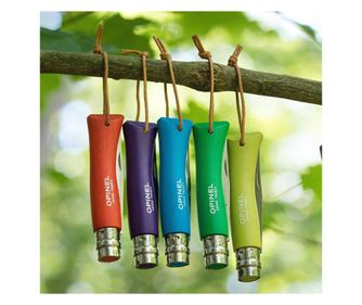 Opinel N°07 Nóż kieszonkowy, stal nierdzewna, 8 cm, "Colorama", Cyjan