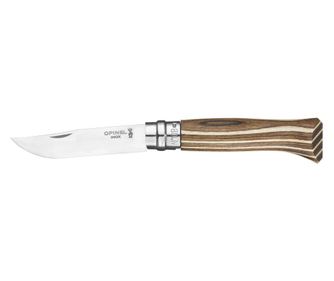 Nóż składany N°08, stal nierdzewna, 8,5 cm, "Tradition Luxe", brzoza brązowa - Opinel